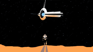 Man desert spaceship flying woman - bill sienkiewicz free wallpaper