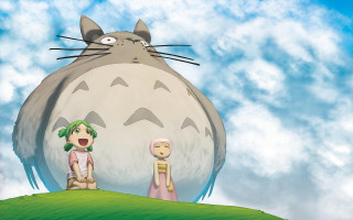 Cartoon woman man hill cat - ghibli free wallpaper