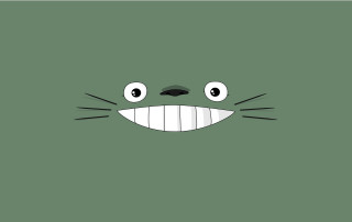 Green background cat face white - ghibli free wallpaper