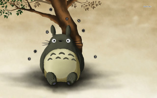 Cartoon character sitting under tree - interactive art free wallpaper for desktop