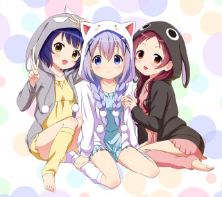 Anime girls cat dog sitting - free cats wallpaper for tablet