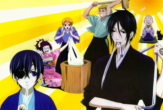 Anime characters yellow background woman - a yellow background free wallpaper