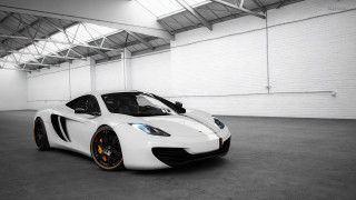 White sports car garage pearlescent - a white brick wall free wallpaper for desktop