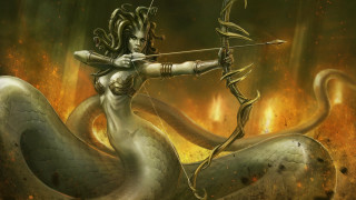 Woman bow arrow snake body - a bow and arrow free wallpaper for desktop