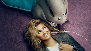 Woman laying ground stuffed elephant - the ground next free wallpaper