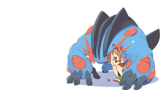 Cartoon girl laying blue dragon - realism free wallpaper