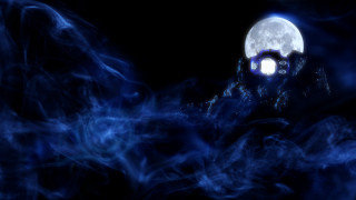 Full moon mountain range smoke - volumetric fog free wallpaper