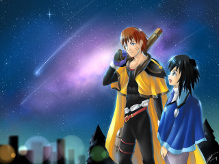Anime couple night sky stars 6 - night sky free wallpaper