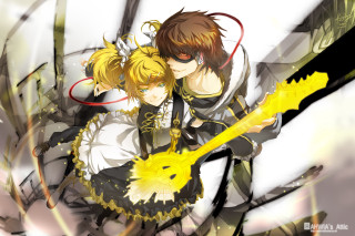 Anime couple yellow object smiling - a yellow object free wallpaper