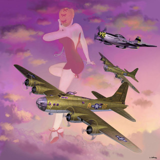 Woman bathing suit flying sky - claire falkenstein free wallpaper for tablet