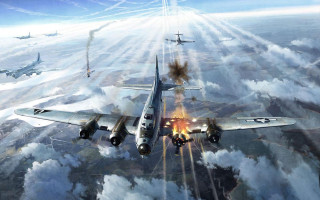 Planes flying smoke sky art - plane free wallpaper for desktop