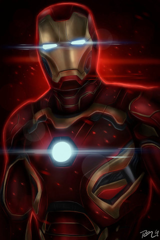 Iron man glowing light red - artgerm free wallpaper for mobile