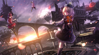 Girl playing violin video game - other girl free wallpaper for desktop