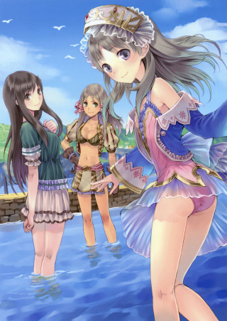 Anime girls water cellphone camera - one holding free wallpaper for mobile