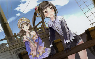 Anime characters ship deck standing - a costume free wallpaper