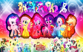 Little ponies rainbow background group - little pony free wallpaper