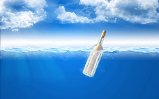 Bottle floating ocean sky background - a bottle free wallpaper