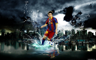 Man soccer uniform kicking ball 7 - river free wallpaper