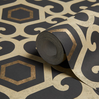 Black gold wallpaper pattern tape - a roll free wallpaper