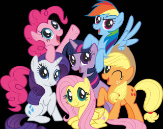 Little ponies group black background - david teniers iii free wallpaper