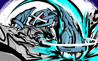 Stylized bird cross sword image - splash art free wallpaper for desktop