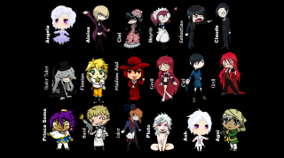 Anime characters expressions black background - below them free wallpaper