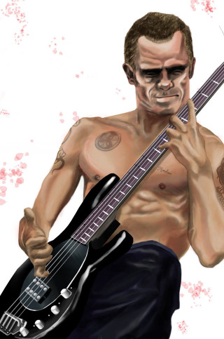 Man guitar tattoo arm chest - a digital painting free wallpaper for mobile