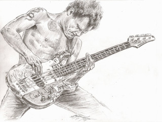 Man playing bass guitar shirt - a pencil sketch free wallpaper for desktop