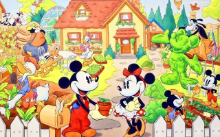 Mickey minnie garden house person - official free wallpaper