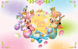 Cartoon characters happy easter message 2 - floral free wallpaper