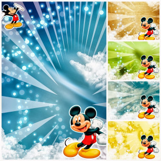 Mickey mouse cartoon blue yellow - volumetric free wallpaper for tablet