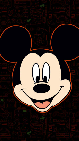 Mickey mouse symbols black background - vector art free wallpaper for mobile