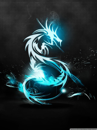 Blue dragon black background blue 2 - a blue light free wallpaper for mobile