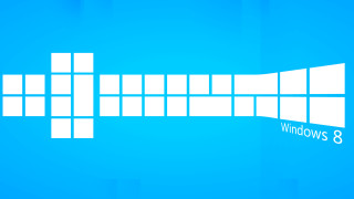 Blue background white window8 logo - ernő rubik free wallpaper