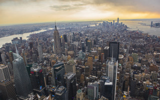 City tall buildings river sunset - tall building and a river in the background free wallpaper