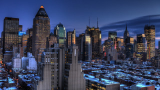 City skyline tall buildings snow - everett warner free wallpaper