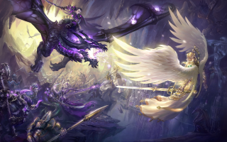 Winged creature attacking demon battle - other person free wallpaper