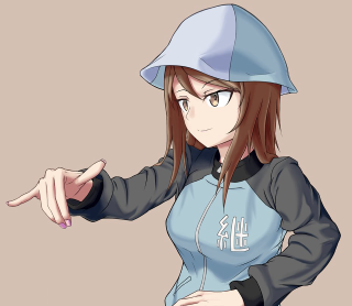 Woman pointing hat blue shirt - jacket free wallpaper