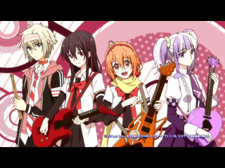 Anime girls guitars pink background - a heart free wallpaper for desktop