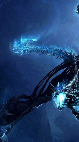 Dragon sword mouth dark blue - back free wallpaper for mobile