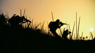 Couple people grass guns sunset - rpg free wallpaper