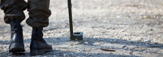 Person walking dirt boots pole - the dirt free wallpaper