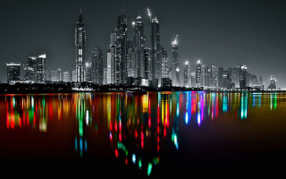 City skyline night lights reflection 5 - andreas gursky free wallpaper for desktop