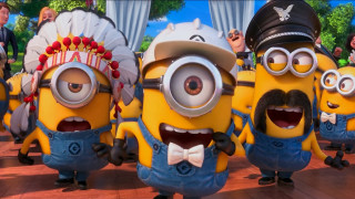Minions dancing cartoon scene people - free happy birthday wallpaper for desktop