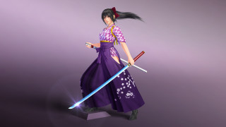 Purple samurai woman katana hakama - aimitsu free wallpaper