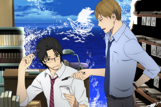 Two people bookshelf ship man - armin hansen free wallpaper