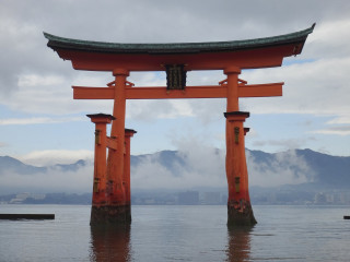 Large orange gate water mountains - water free wallpaper for desktop