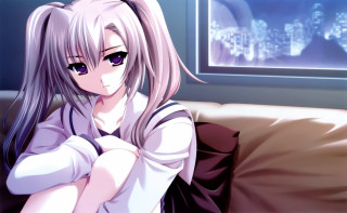 Girl long hair couch window - a couch in front free wallpaper