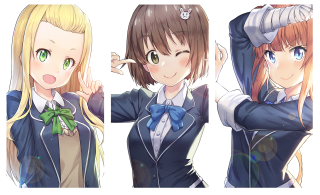 Three girls suits ties long - kyoani free wallpaper