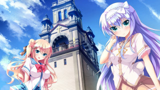 Anime girls clock tower building 3 - official art free wallpaper for desktop